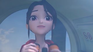 乐儿观赏松鼠小镇风景