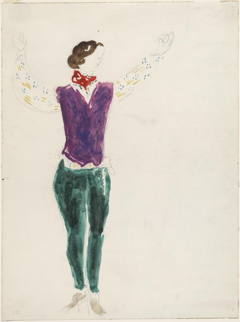 夏加尔-The Gypsy Lover. Costume design for Scene I of the ballet Aleko 第1页