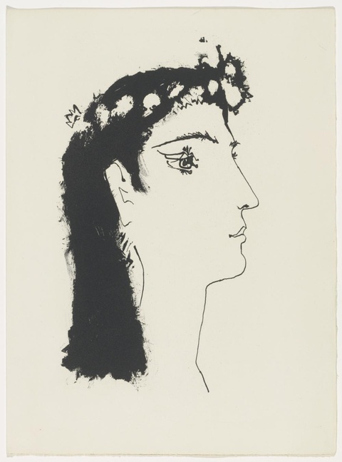 毕加索-Profile of a Woman Crowned with Flowers 第1页