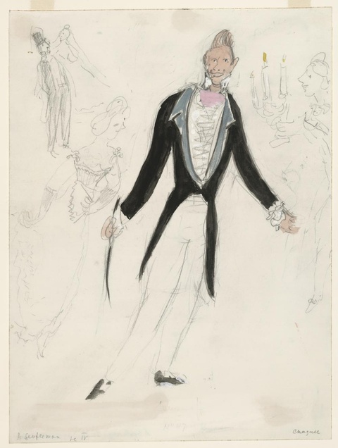 夏加尔-A Gentleman. Costume design for Scene IV of the ballet Aleko 第1页