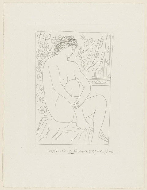 毕加索-Nude Woman Seated Before a Curtain (Femme nue assise devant un rideau) 第1页