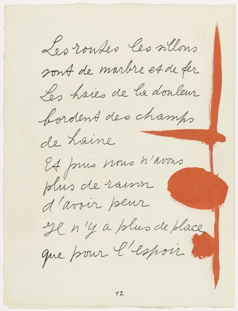 毕加索-In-text plate (page 12) from Le Chant des Morts 第1页