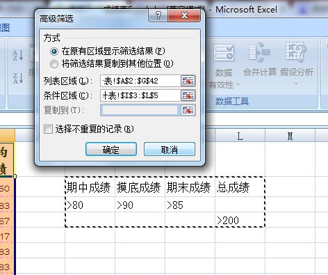 Excel2007如何使用高级筛选