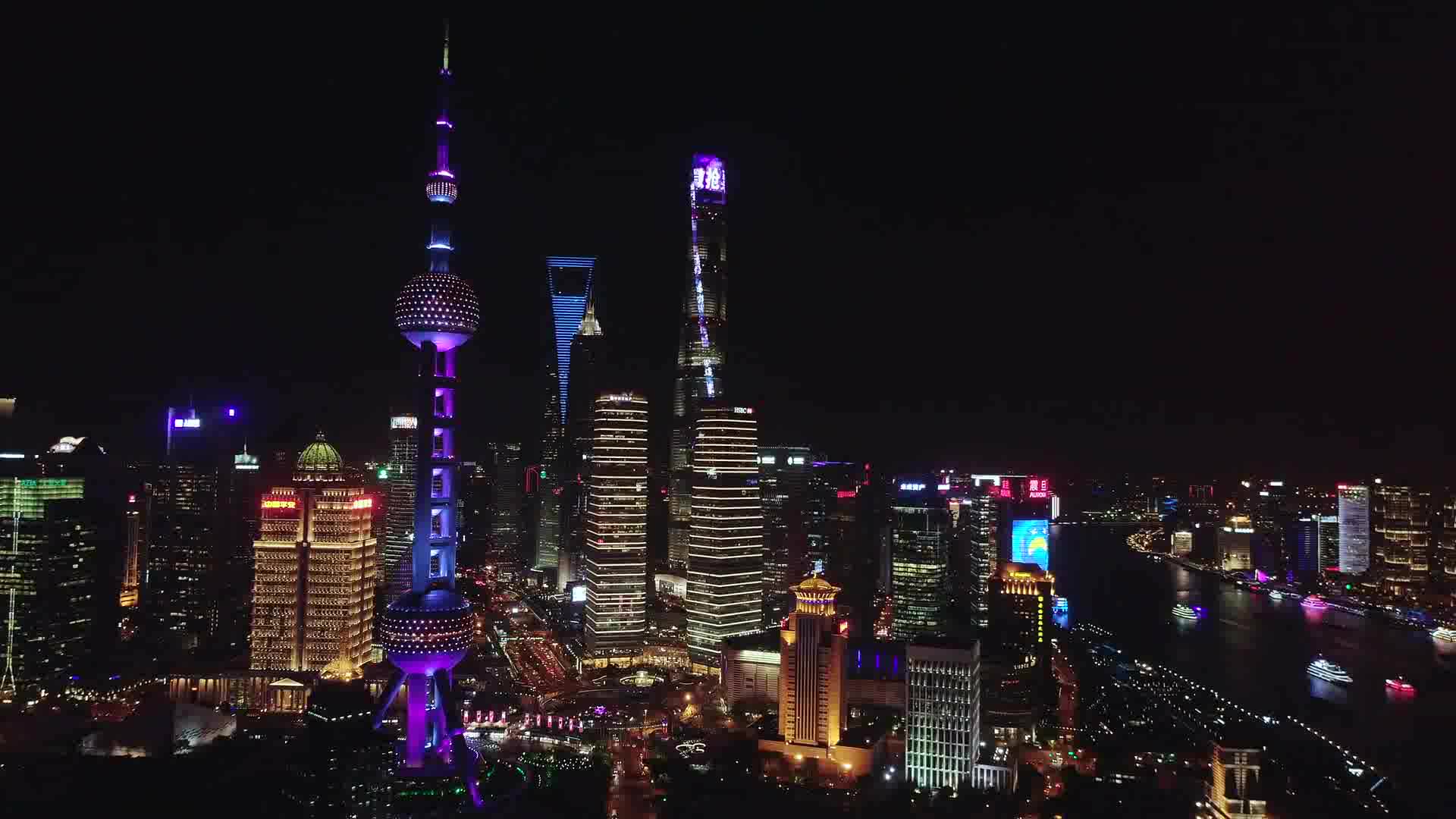 航拍上海,不愧为国际大都市,灯光璀璨