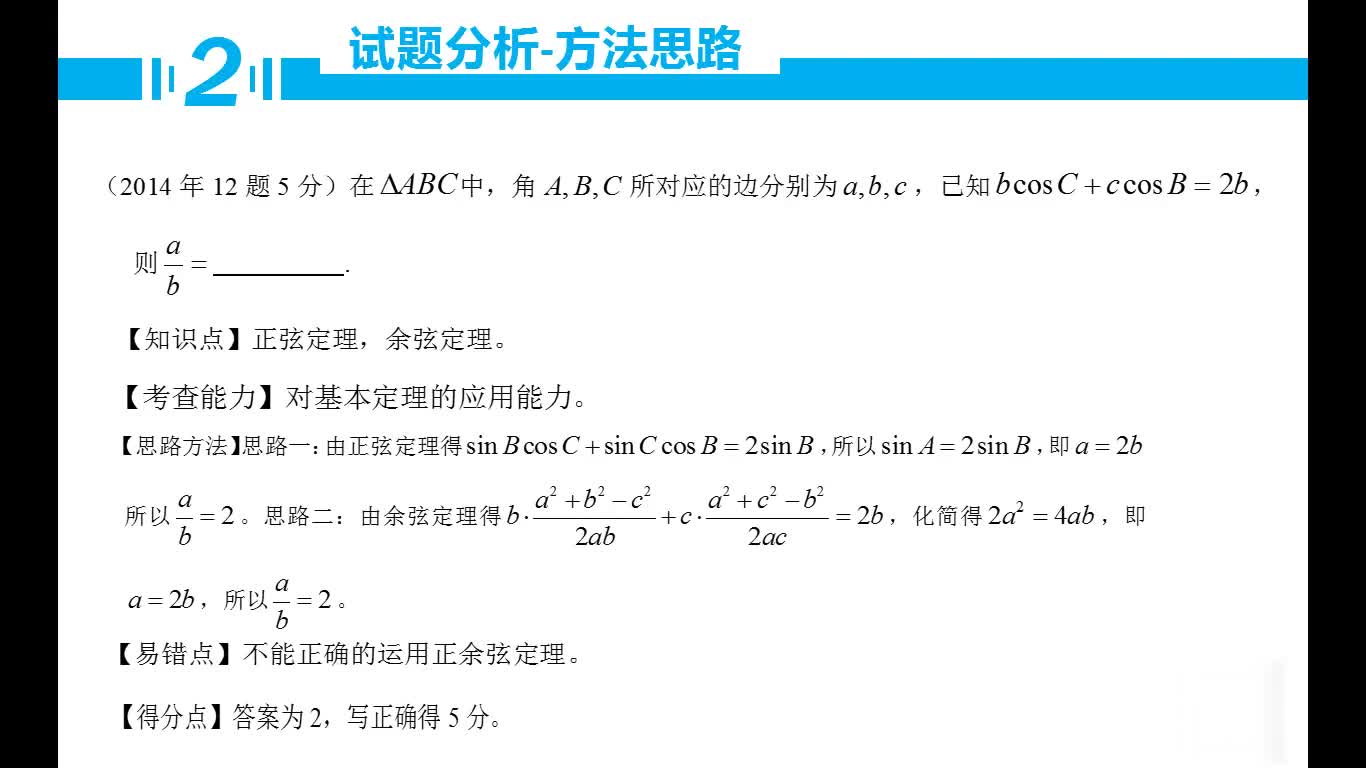 高考數學壓軸題 突破使用余弦定理解高考題  高考數學微課