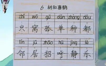 [图]小学一年级语文下册生字——6树和喜鹊