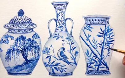 [图]Blue and White Porcelain - Watercolor tutorial