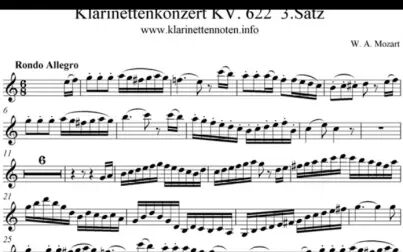 [图]【单簧管】莫扎特A大调单簧管协奏曲KV622第三乐章