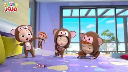 [图]【Super JoJo】五只小猴床上跳 Five Little Monkeys Jumping on the Bed