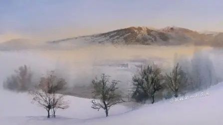 [图]水彩风景——远山暮歌