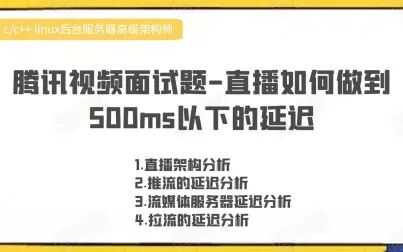 [图]腾讯视频面试题-直播如何做到500ms以下的延迟