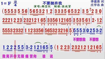 [图]韩宝仪演唱《不要抛弃我》的彩色动态简谱