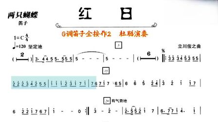 [图]动态乐谱:经典老歌《红日》笛子曲,杜聪演奏