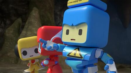 布鲁可战队:布鲁可小队刚进山洞,就看到闷闷蛋在挖东西