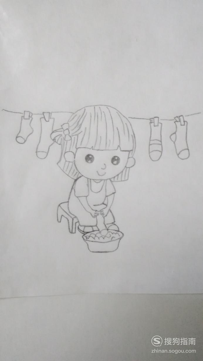 简笔画洗袜子女孩儿的画法优质首发
